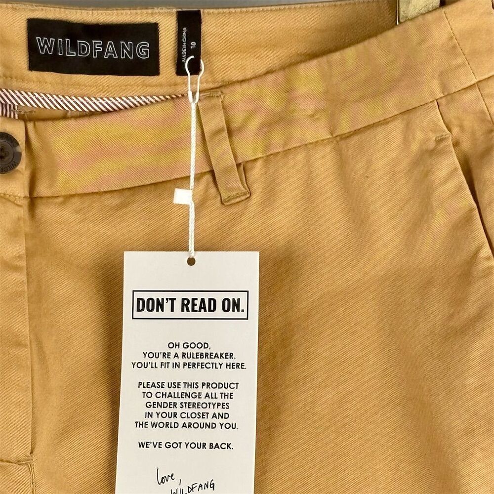 Wildfang Women's The Essential Trousers in Camel Khaki Straight Leg - Picture 5 of 15